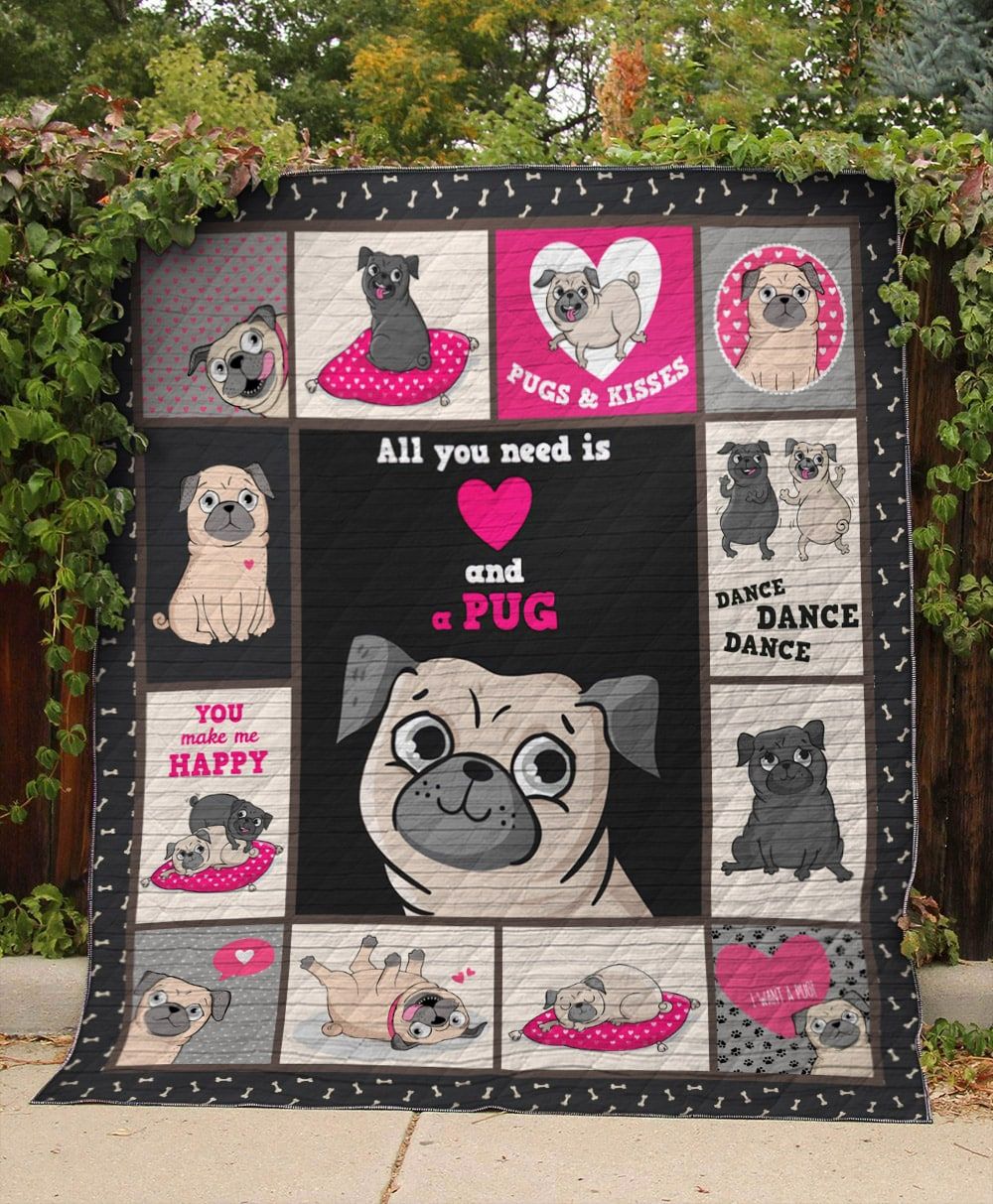 Pug Pug And Kiss Quilt Blanket DHC31121223TD