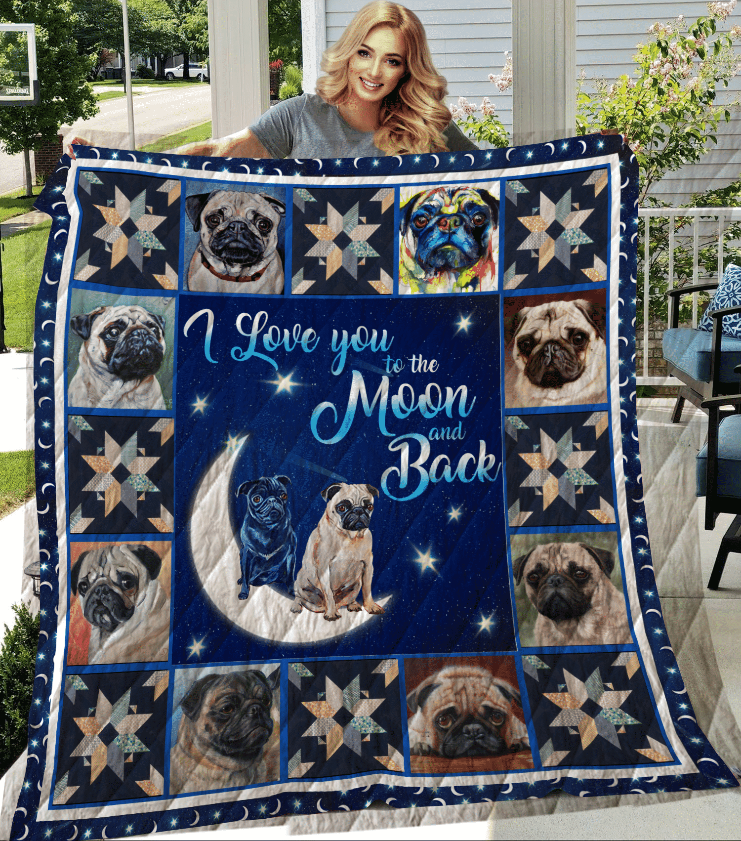 Pug Pug And Moon Quilt Blanket DHC31121219TD