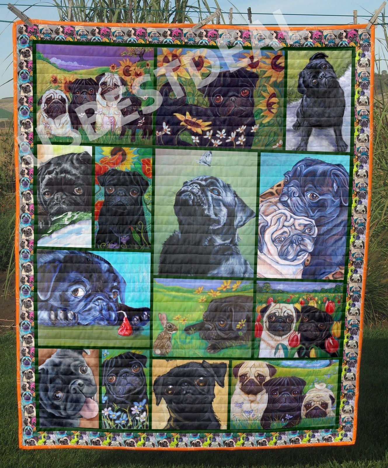 Pug Pug GS-CL-DT2706 Quilt Blanket