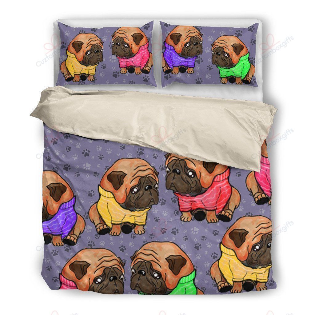 Pug Purple Baby Printed Bedding Set