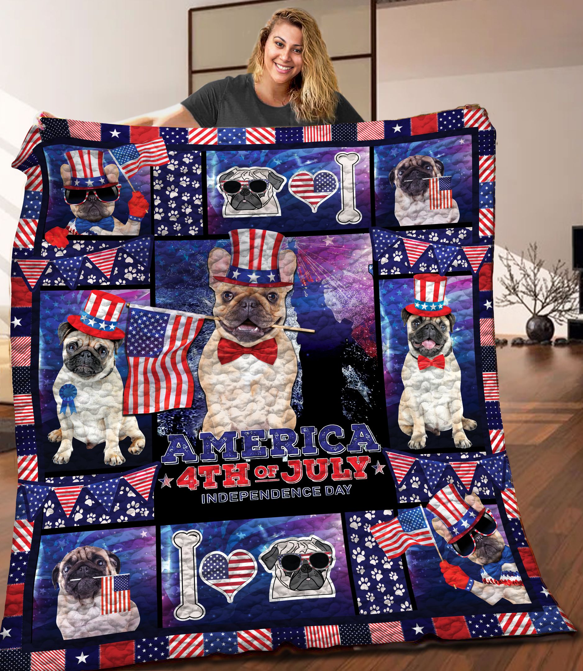 Pug Quilt Blanket C9B090601TA