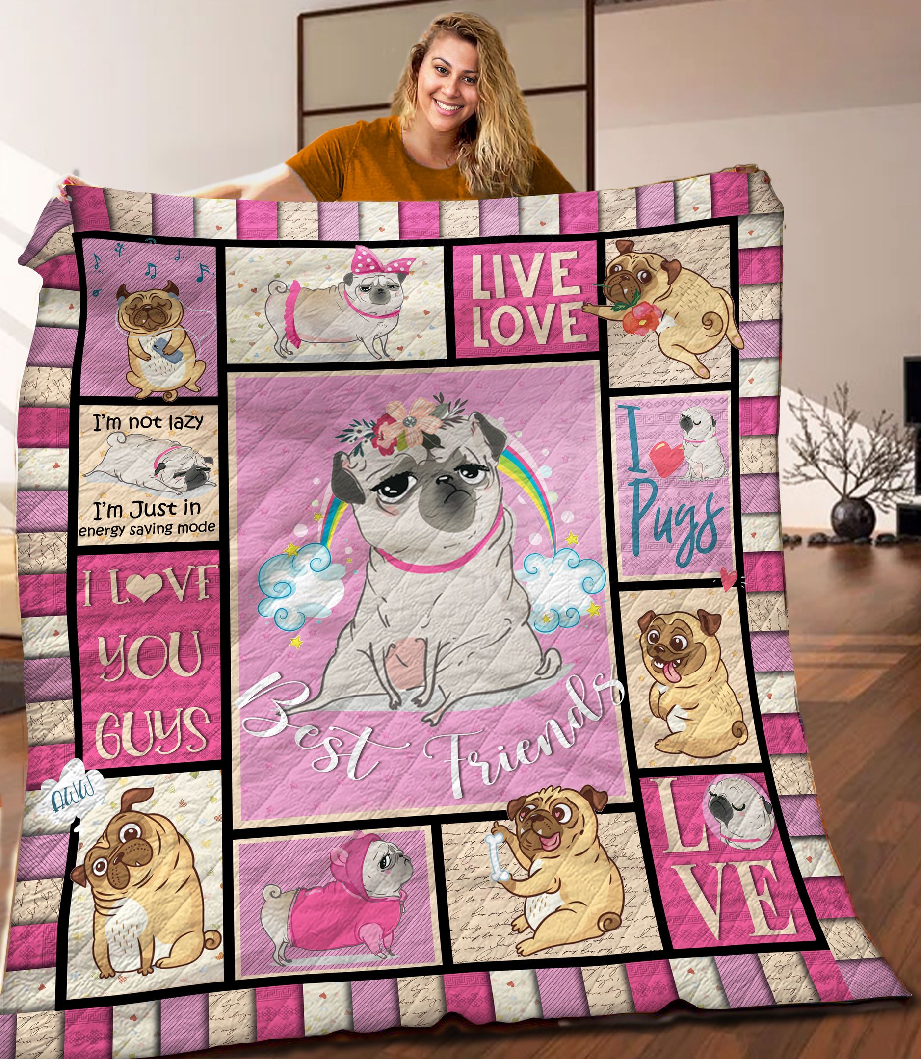 Pug Quilt Blanket C9B280501DL