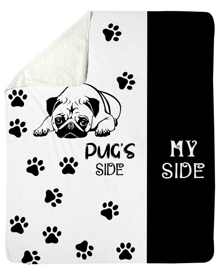 Pug’s Side My Side Black And White Fleece Blanket Sherpa Blanket
