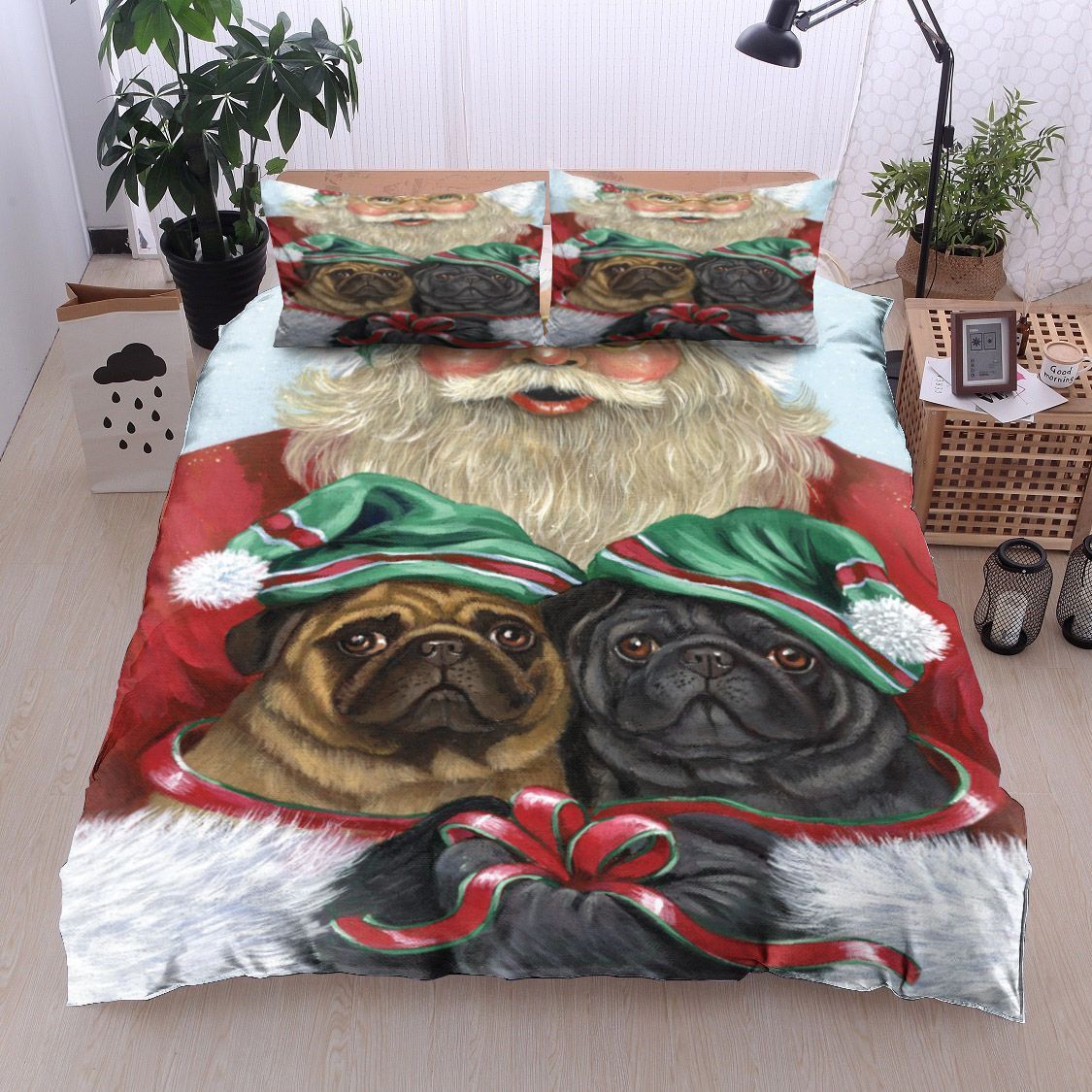 Pug Santa Claus Bedding Set
