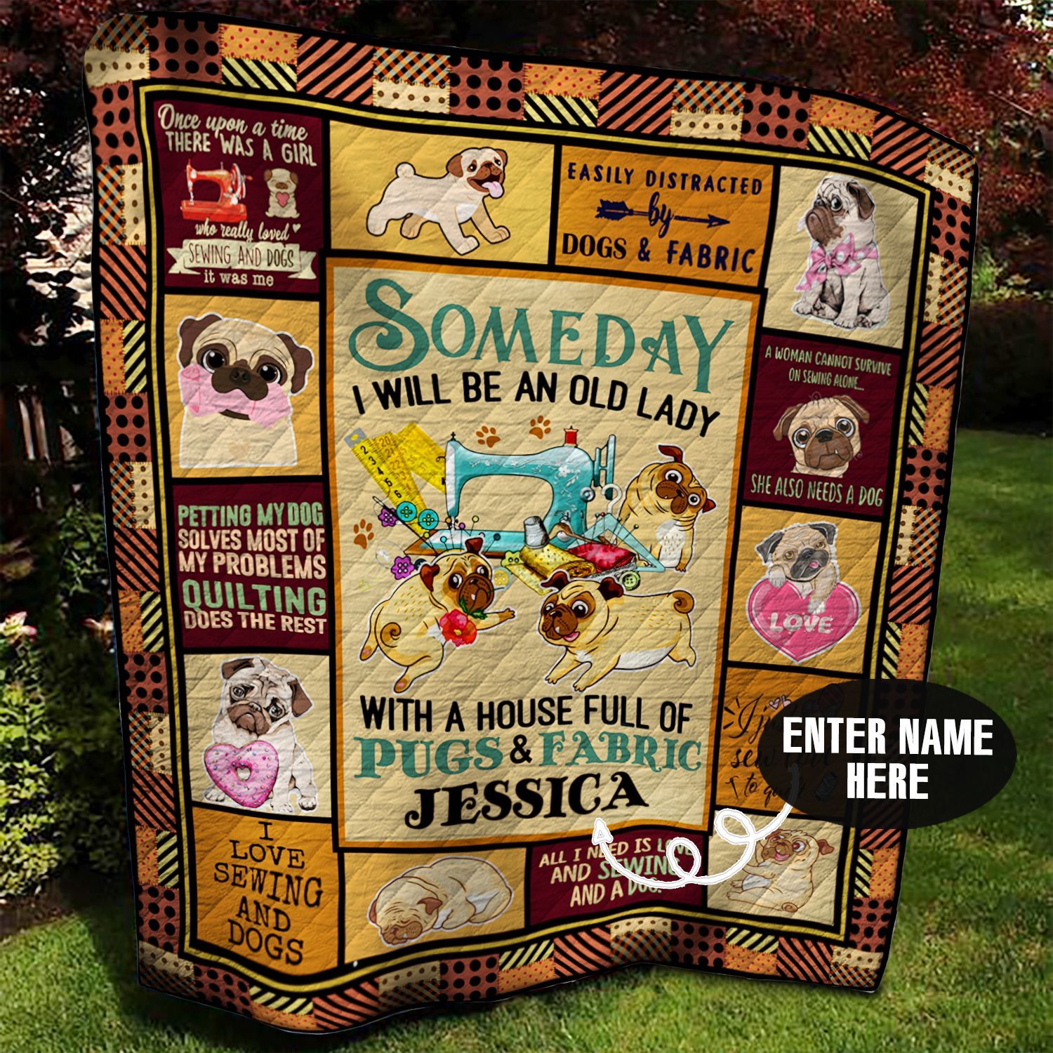 Pug Sewing Personalized Quilt Blanket BBB090618HT