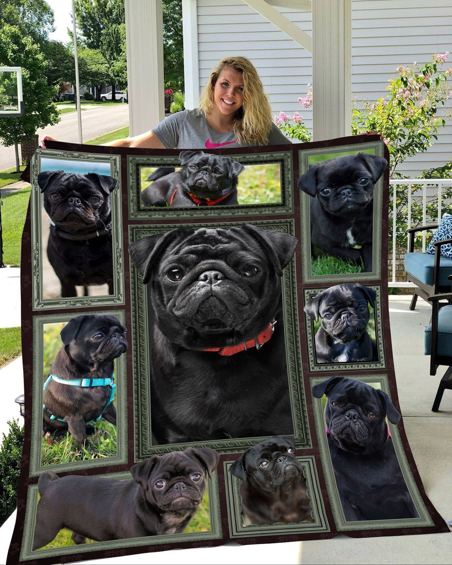Pug Such A Cute Black Dog Sherpa Fleece Blanket