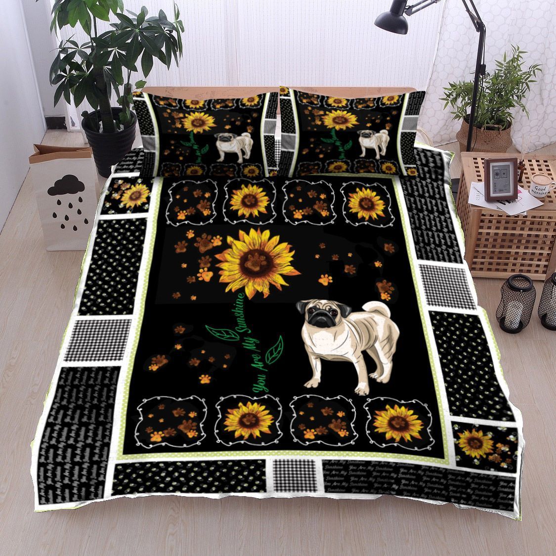 Pug Sunflower Bedding Set