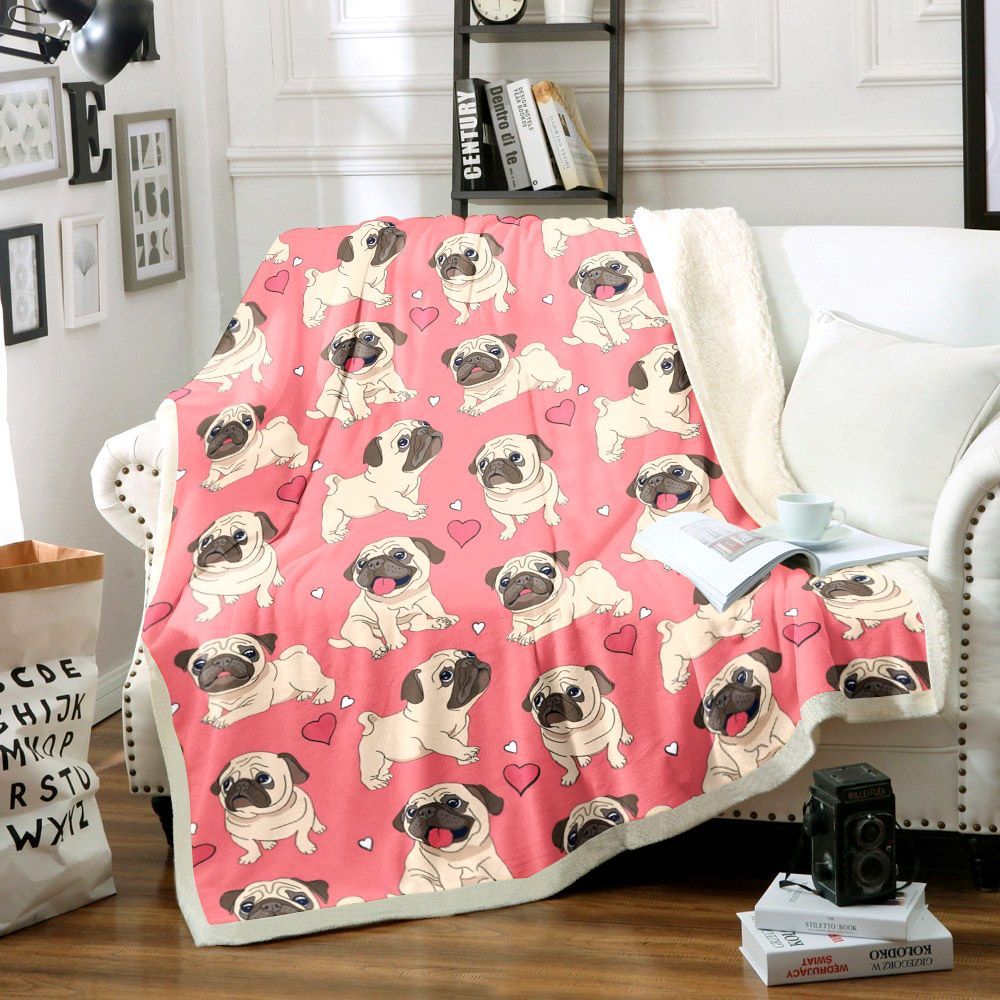 Pug Sherpa Fleece Blanket