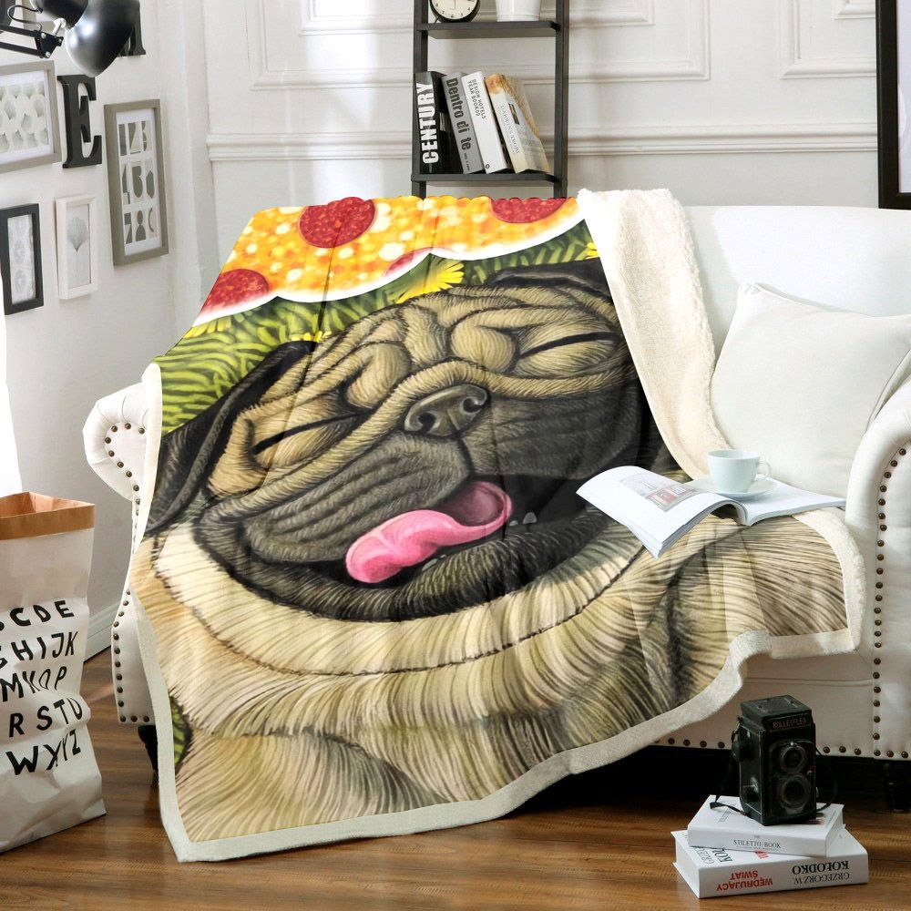 Pug Sherpa Fleece Blanket
