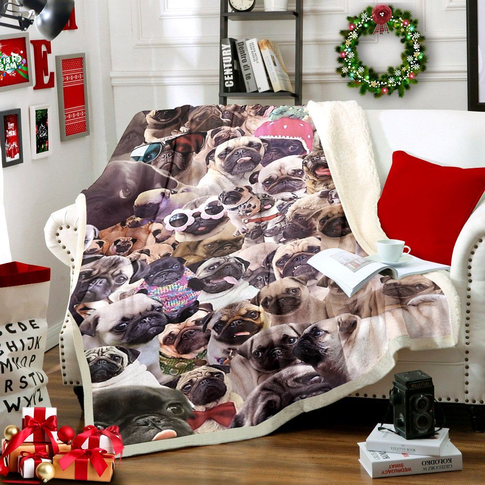 Pug Sherpa Fleece Blanket