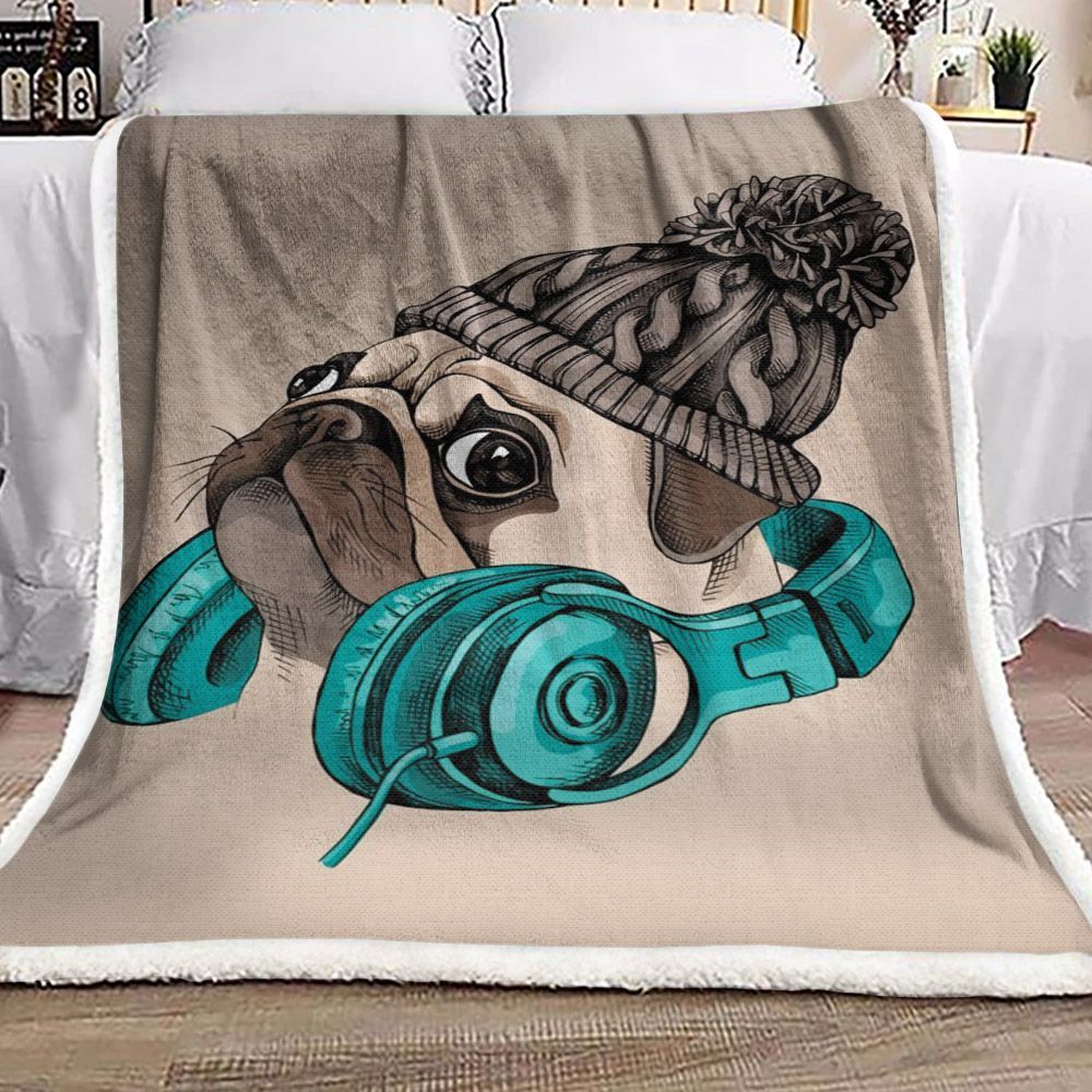 Pug Sherpa Fleece Blanket
