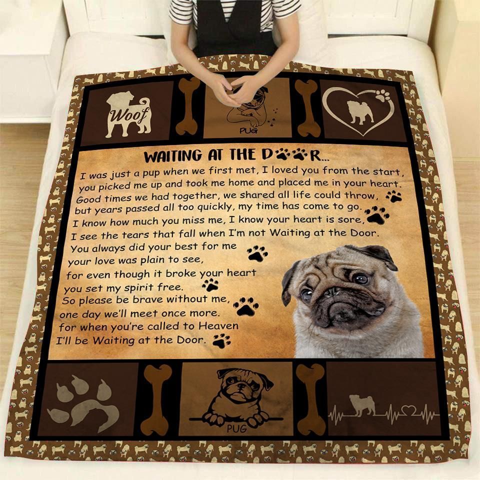 Pug Waiting At The Door Sherpa Fleece Blanket