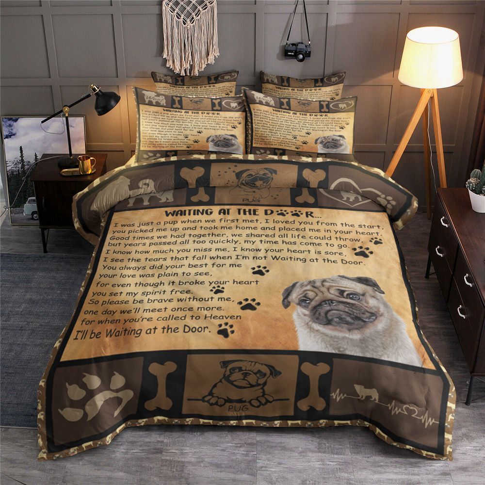 Pug Waiting At The Door Bedding Set