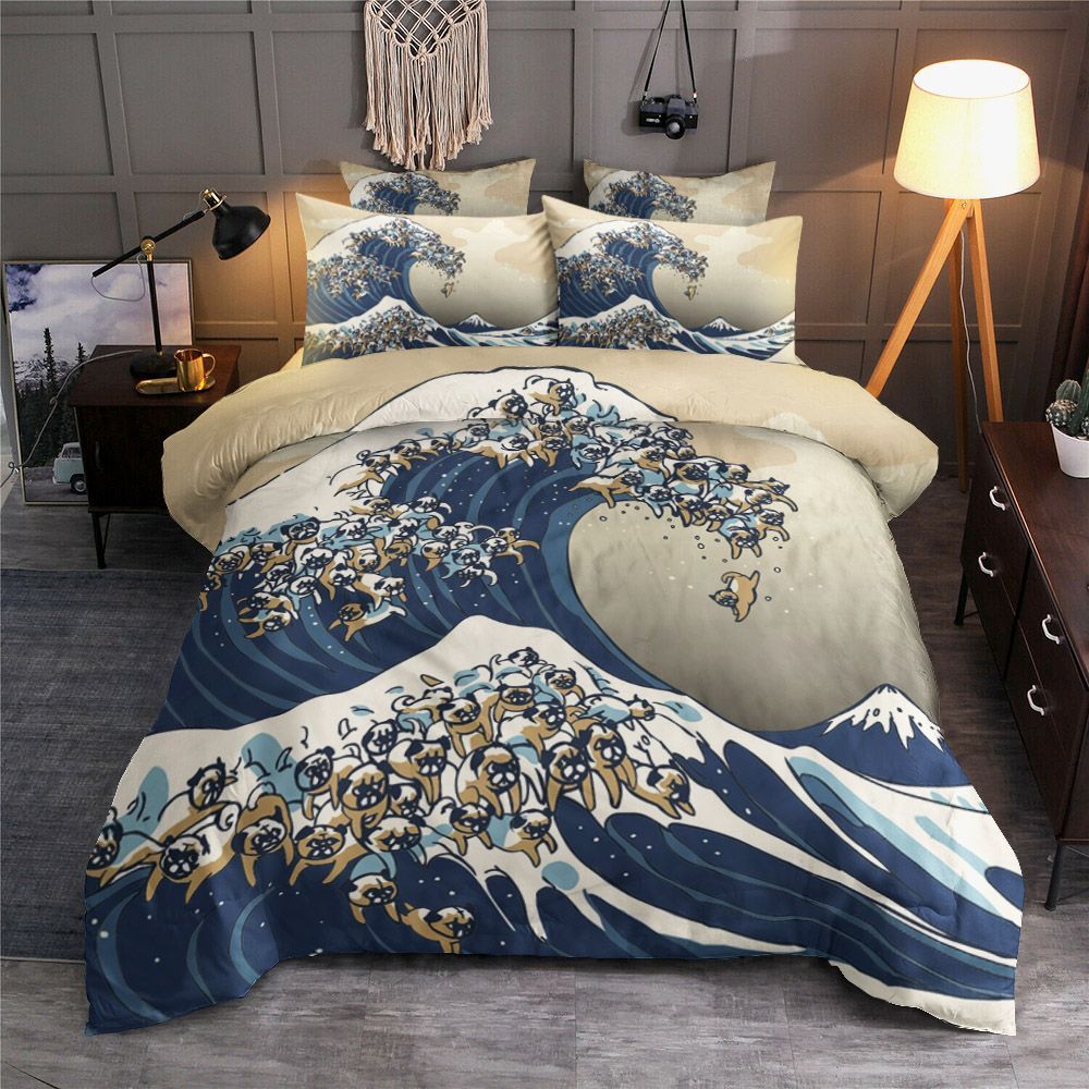 Pug Waves Bedding Set
