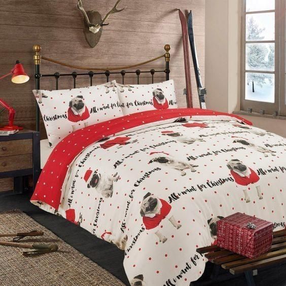 Pug With Christmas Bedding Set