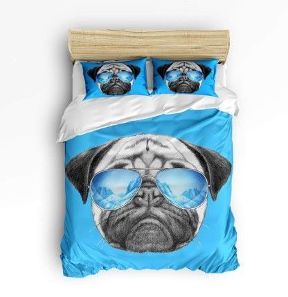 Pug With Glasses Bedding Set