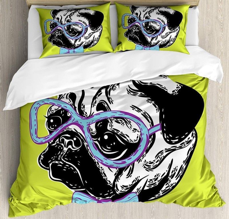 Pug With Glasses Bedding Set