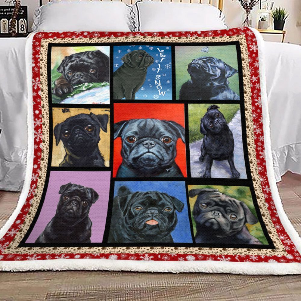 Pug Sherpa Fleece Blanket