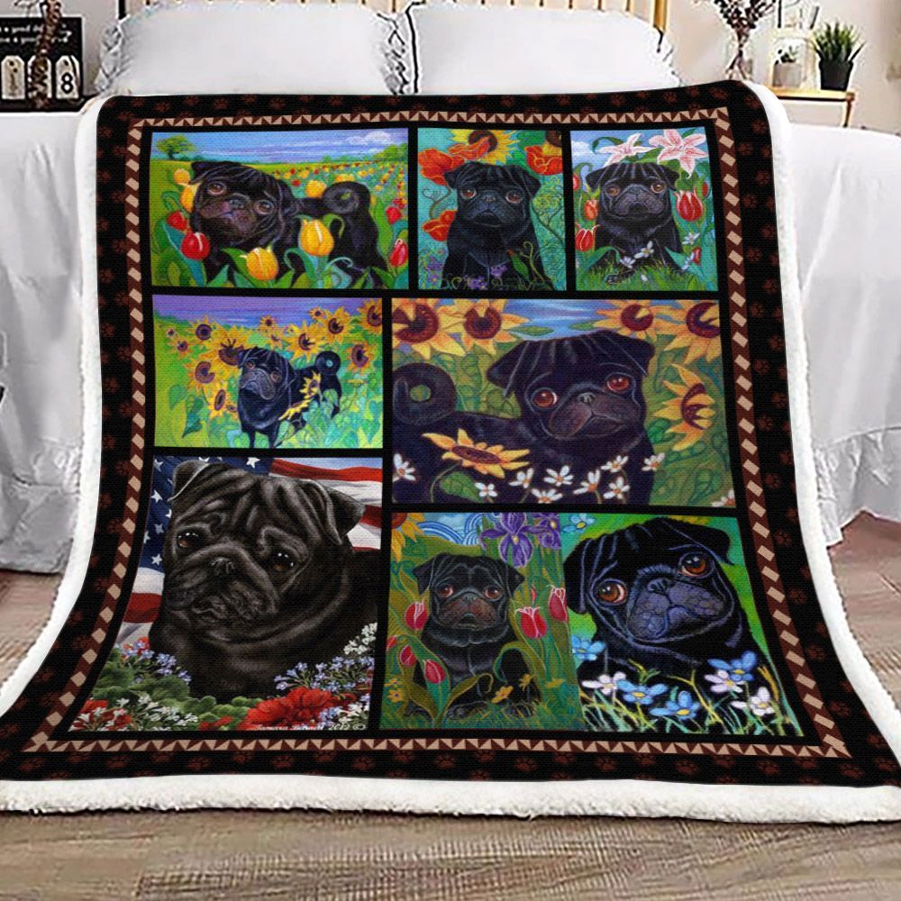Pug Sherpa Fleece Blanket
