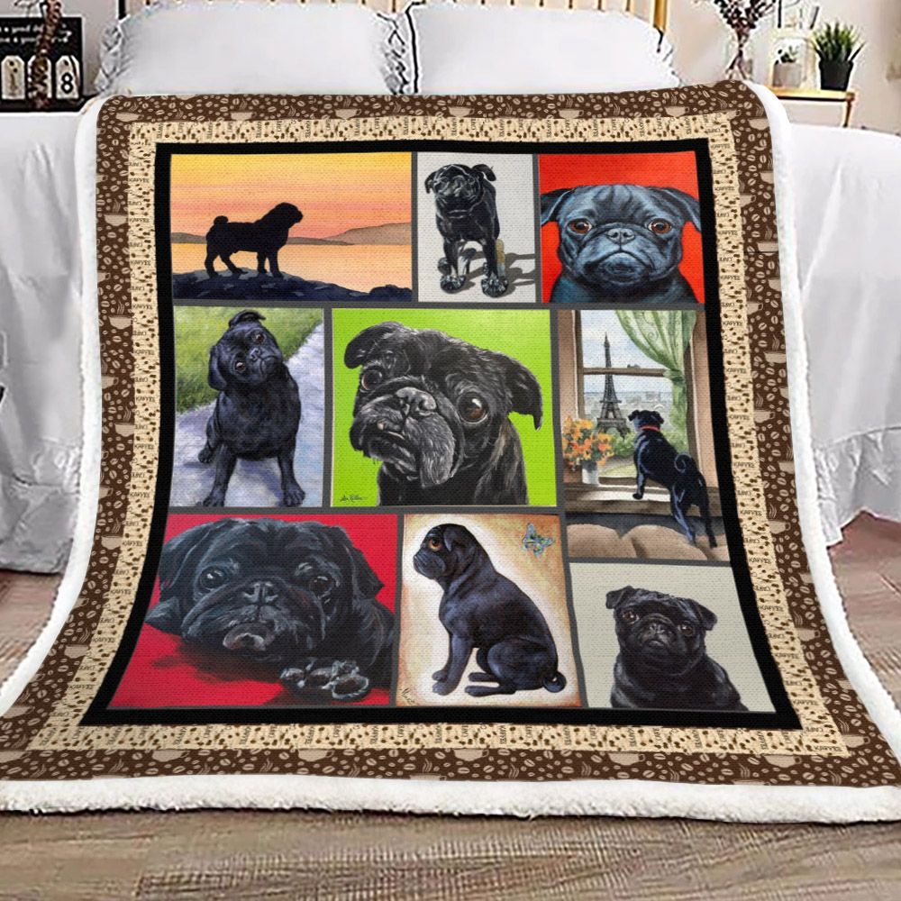 Pug Sherpa Fleece Blanket