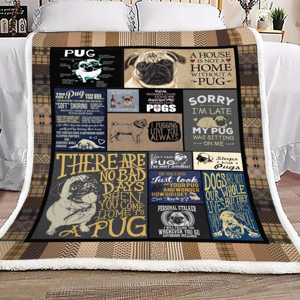 Pug Sherpa Fleece Blanket