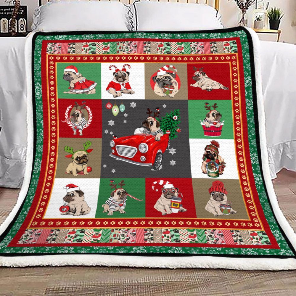 Pug Sherpa Fleece Blanket