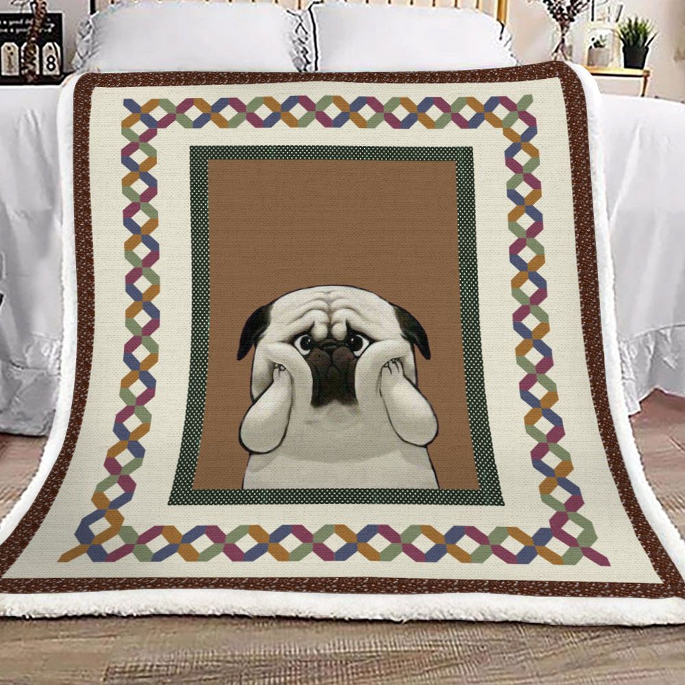 Pug Sherpa Fleece Blanket