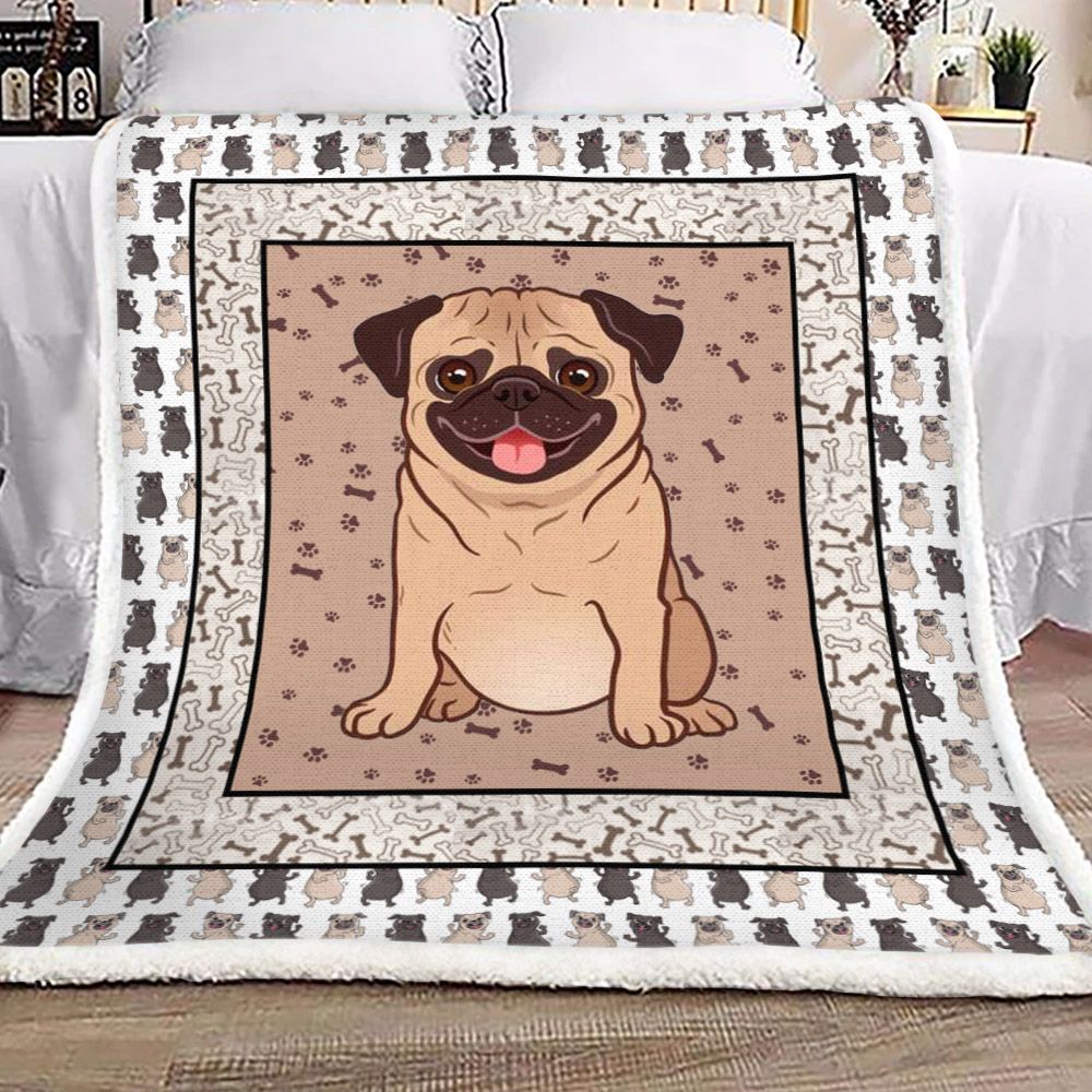 Pug Sherpa Fleece Blanket
