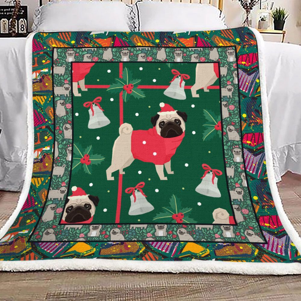 Pug Sherpa Fleece Blanket