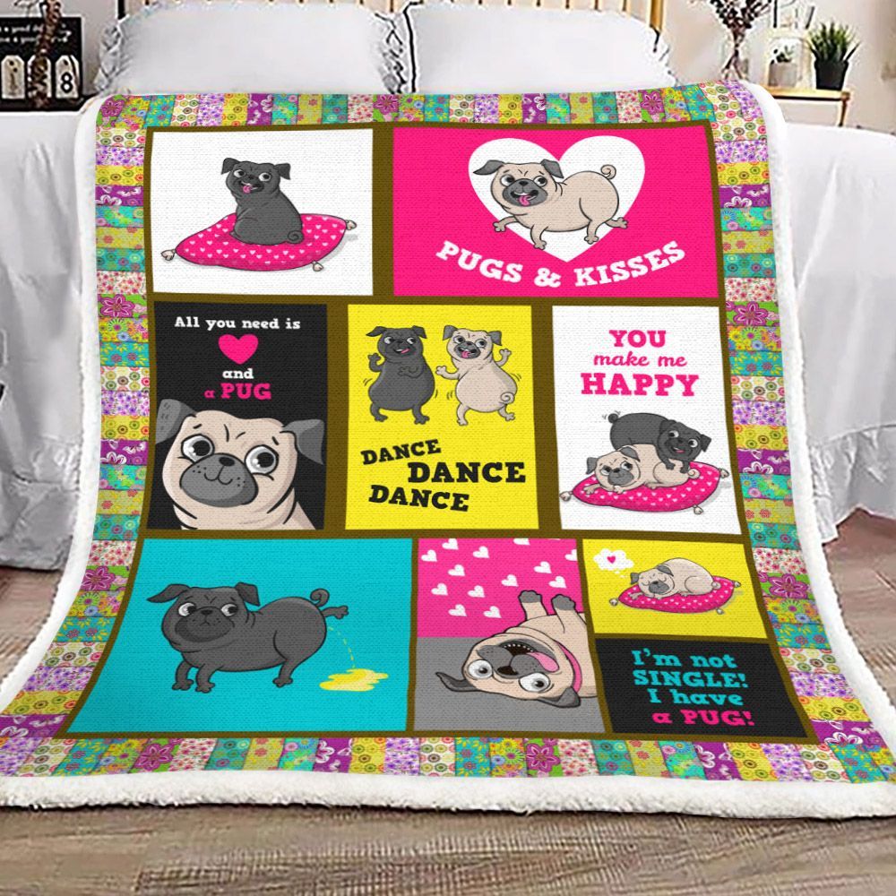 Pug Sherpa Fleece Blanket