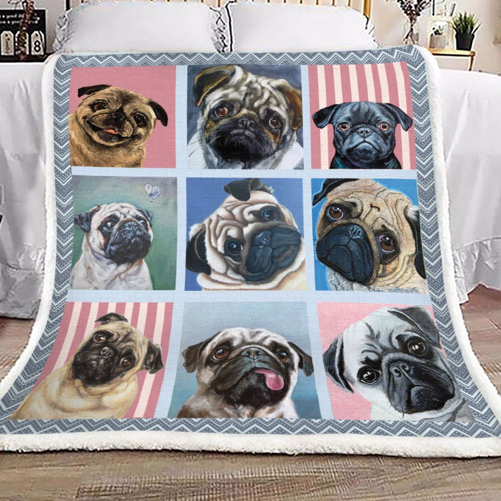 Pug Sherpa Fleece Blanket