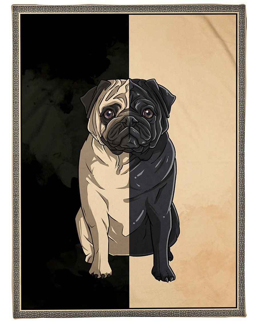Pug Yin Yang Black And Taupe Fleece Blanket Fleece Blanket