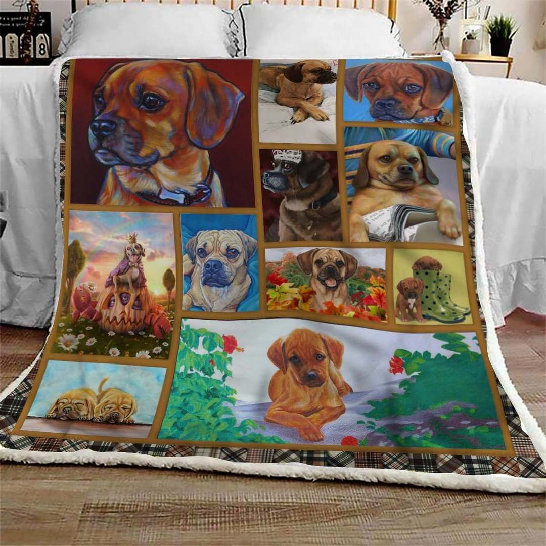 Puggle Sherpa Fleece Blanket