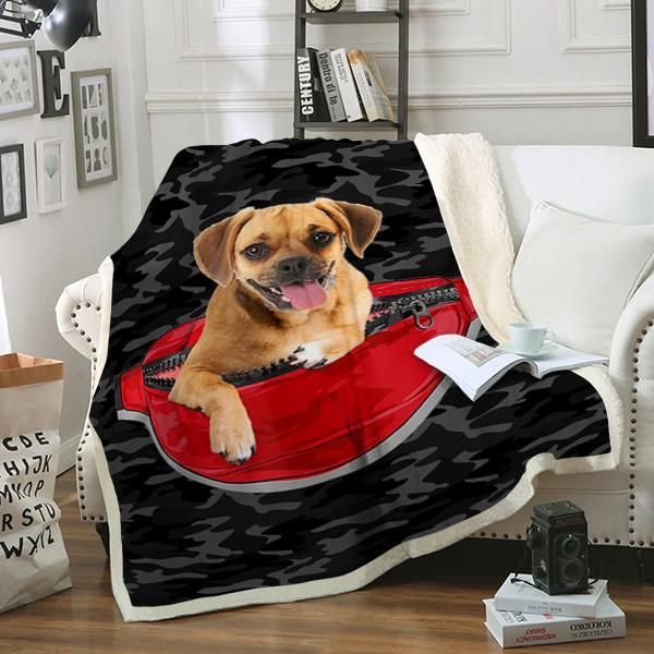 Puggle Dog Sherpa Fleece Blanket