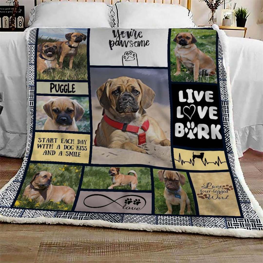 Puggle Pawsome Sherpa Fleece Blanket