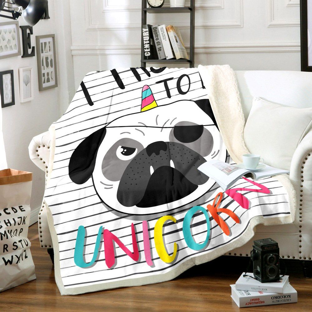 Pugicorn Sherpa Fleece Blanket