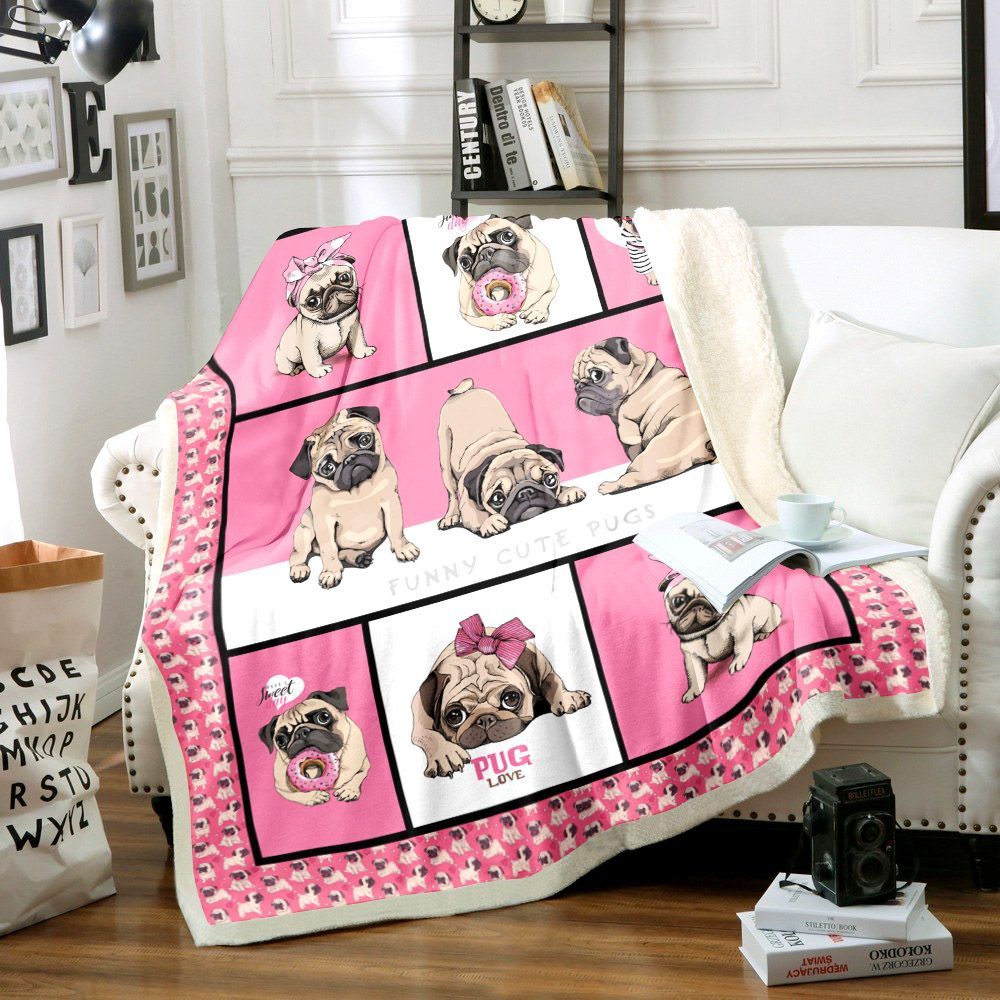 Pugs Are Cute Sherpa Fleece Blanket