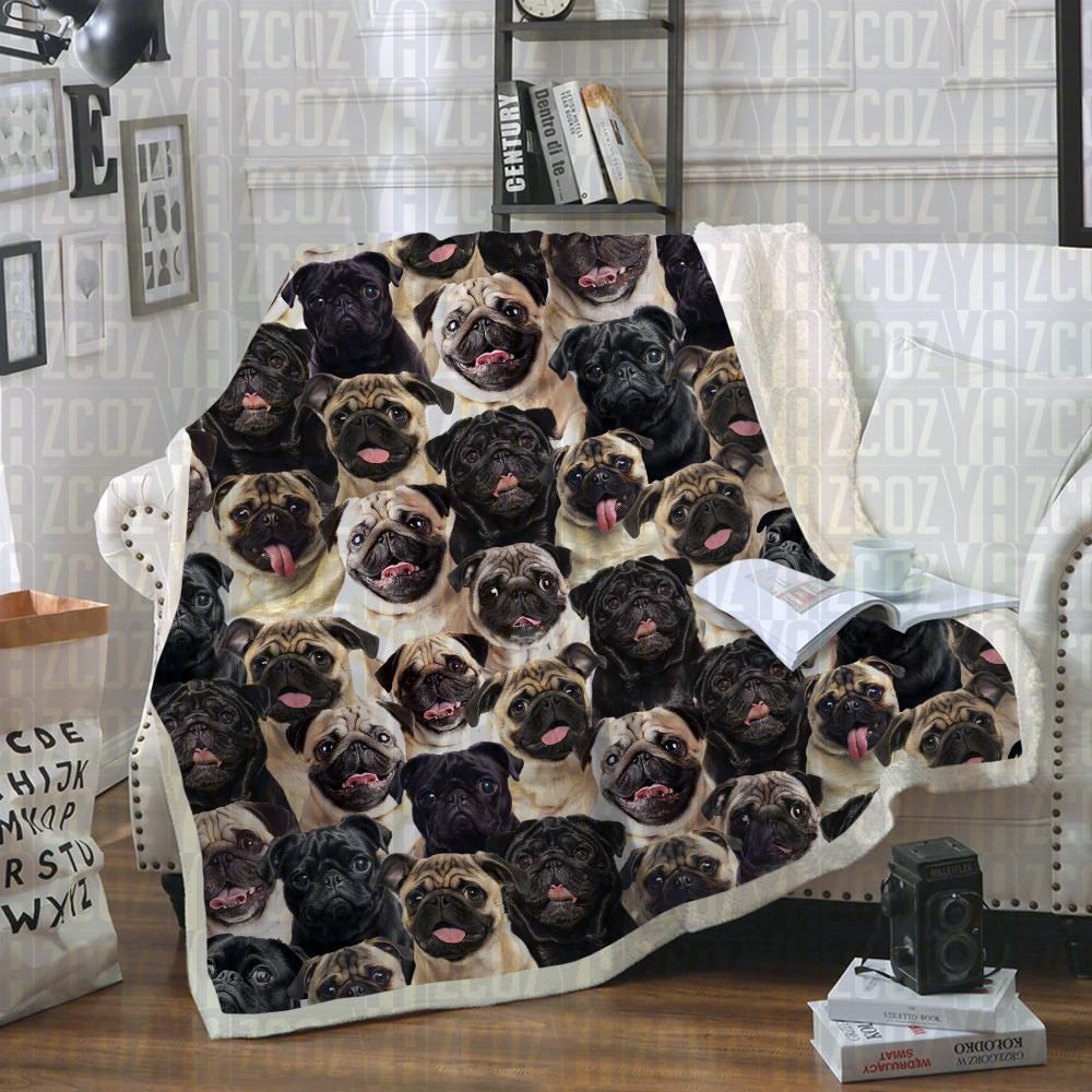 Pugs Sherpa Fleece Blanket