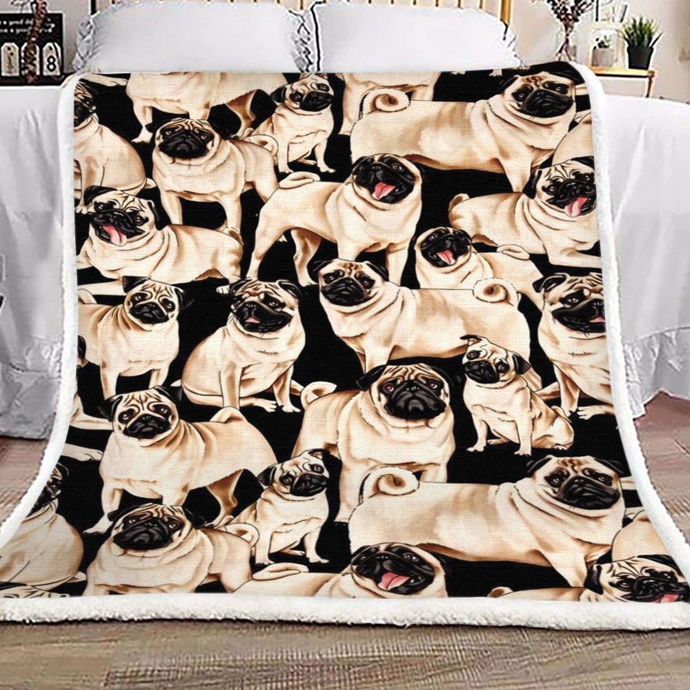 Pugs Dog Sherpa Fleece Blanket