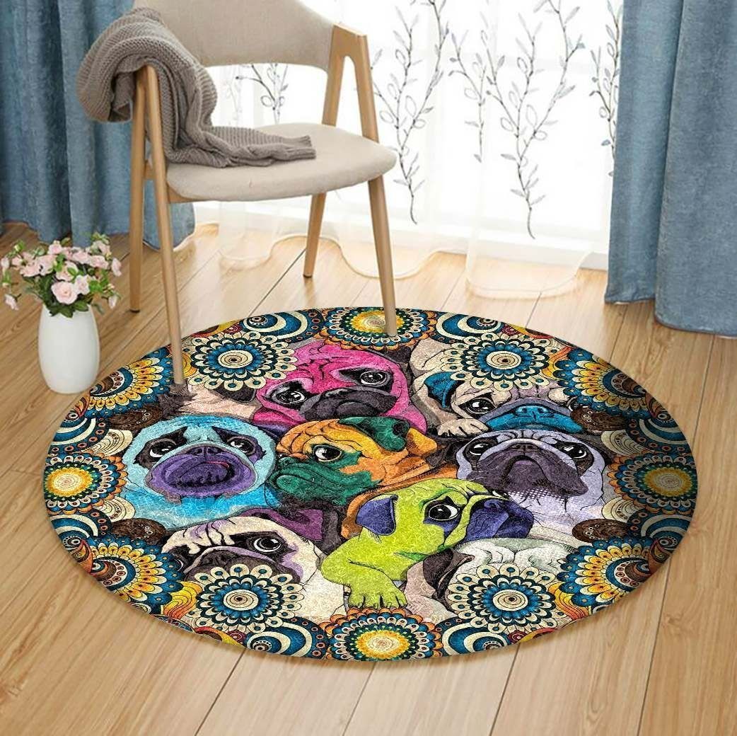 Pugs Round Carpet