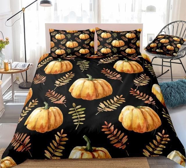 Pumpkin And Leaves Thanks Giving Day Bedding Set