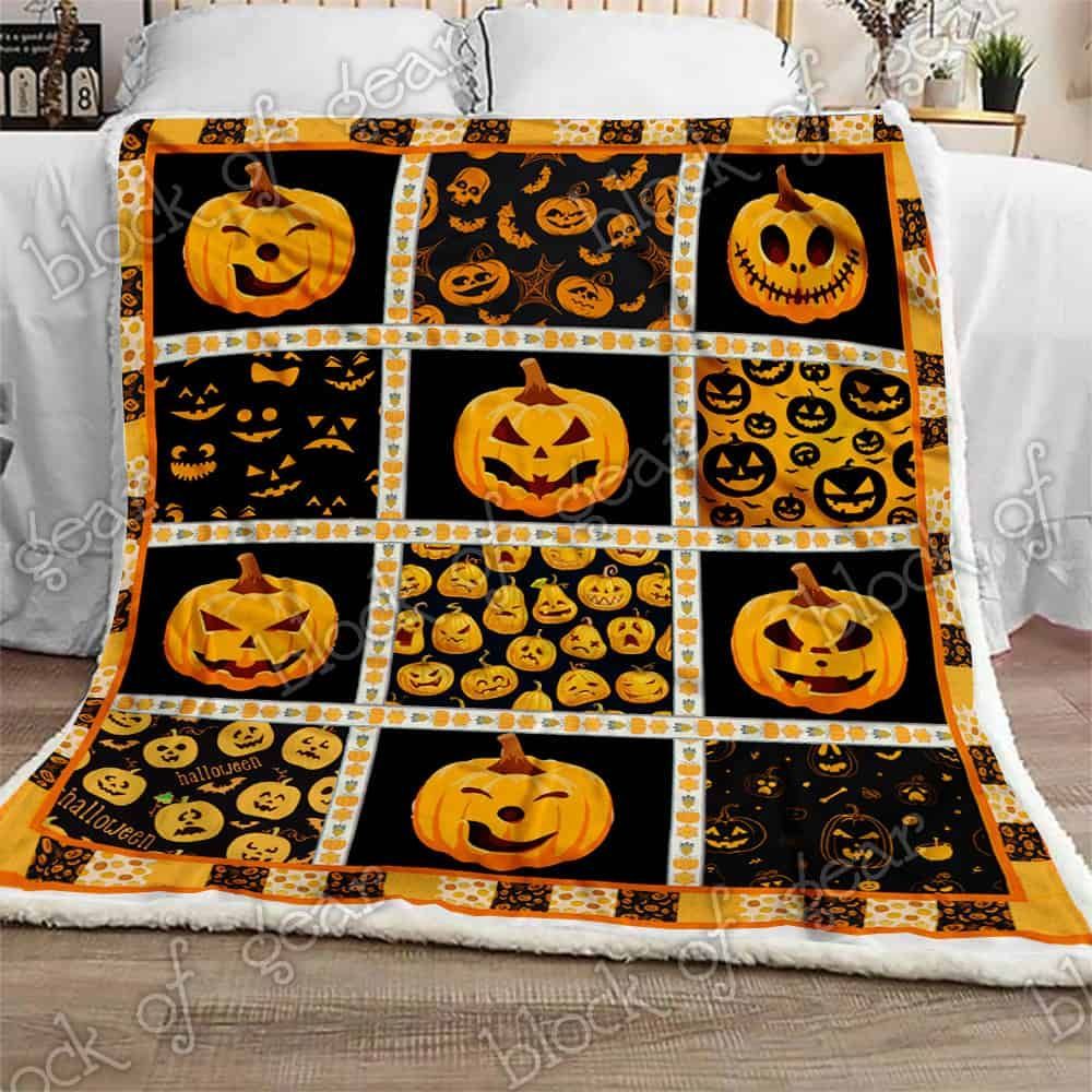 Pumpkin Emoticon Fleece Blanket