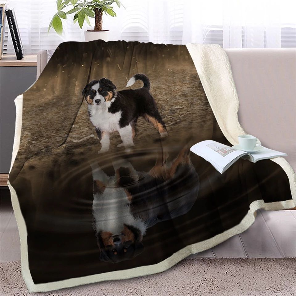 Puppy Bernese Mountain Dog Looking At Reflection Sherpa Fleece Blanket