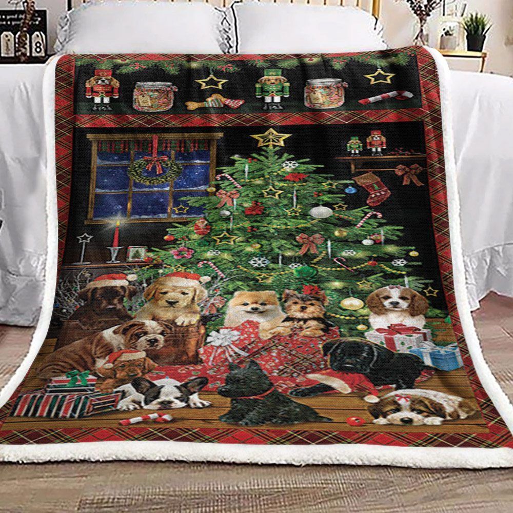 Puppy Christmas Sherpa Fleece Blanket