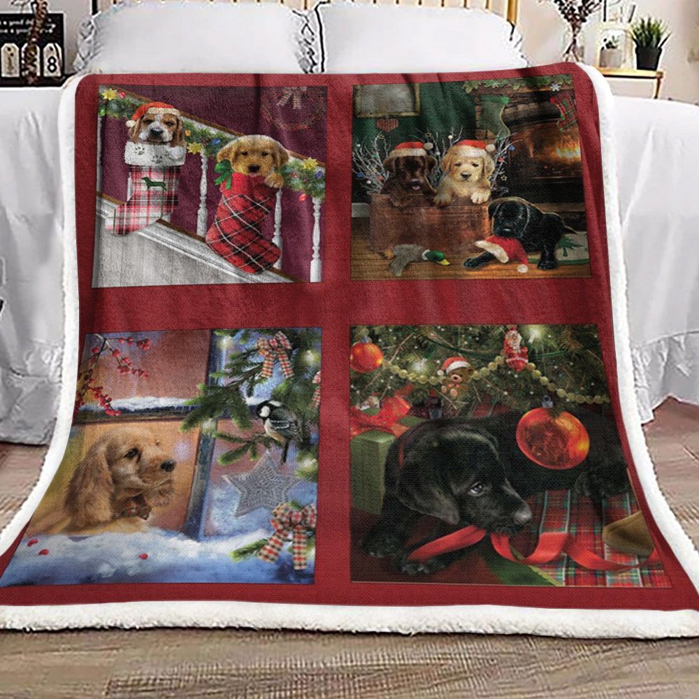 Puppy Christmas Sherpa Fleece Blanket