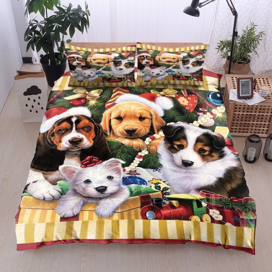 Puppy Dog Christmas Bedding Set