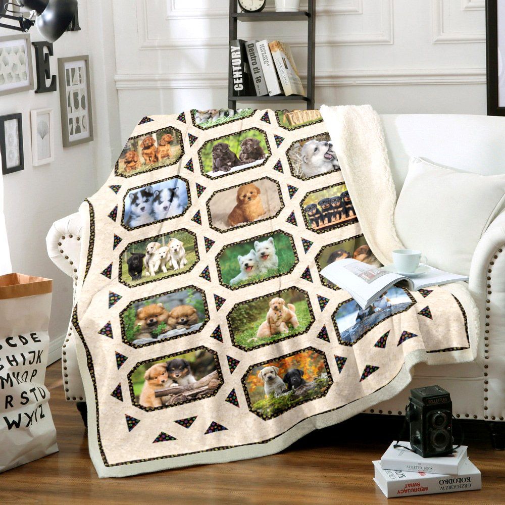 Puppy Dog Sherpa Fleece Blanket