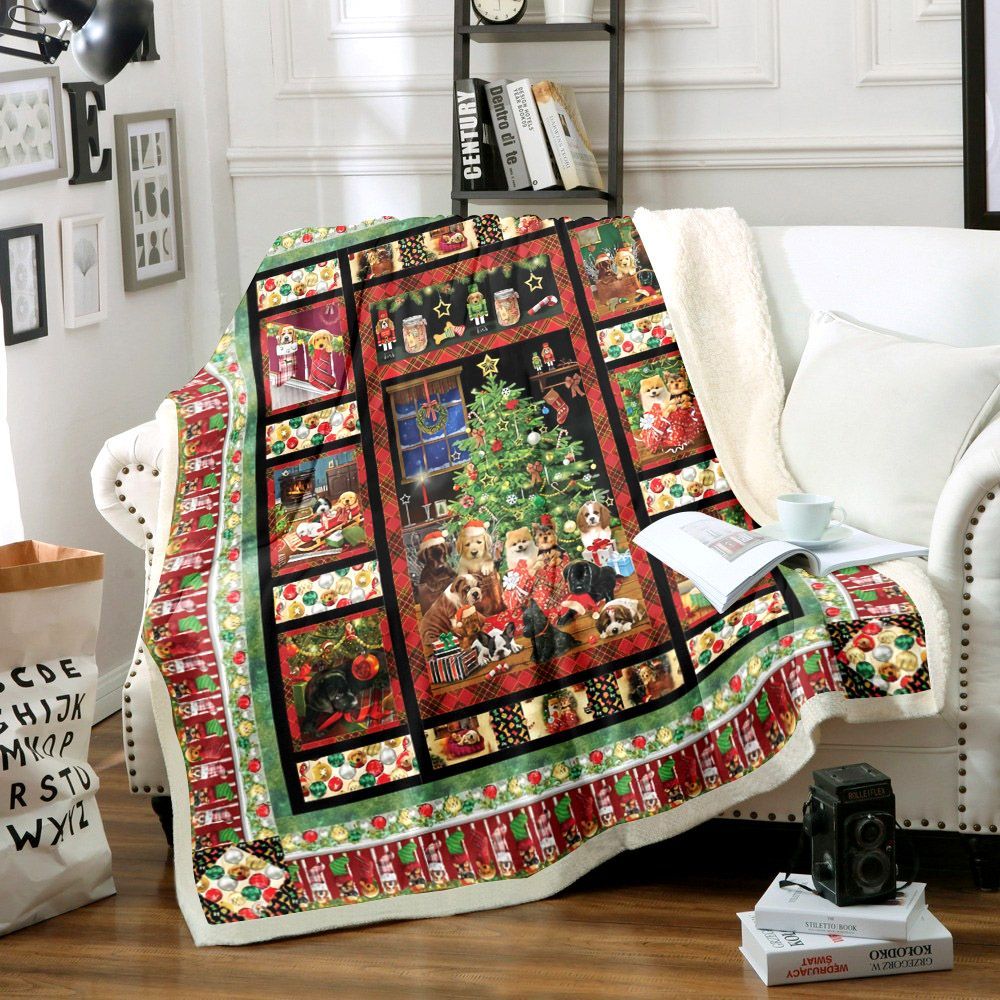 Puppy Dogs Christmas Sherpa Fleece Blanket