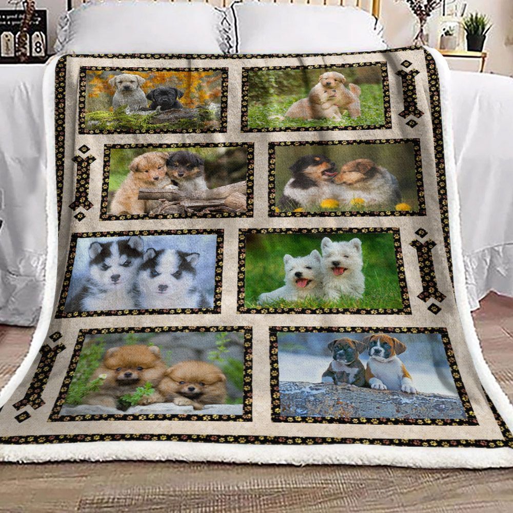 Puppy Dogs Sherpa Fleece Blanket