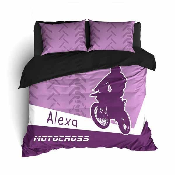 Purple Alexa Motocross Bedding Set